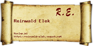 Reinwald Elek névjegykártya